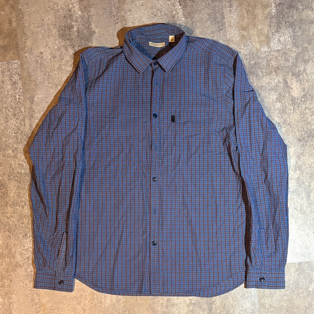 Burberry Brit Shirt Size XL Button Front Blue Red Mens Plaid